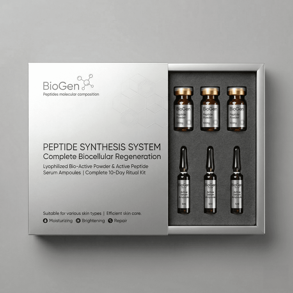 secondary box with EVA foam insert for peptide vials and ampoules custom packaging